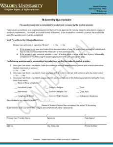 Walden University Nursing TB Screening Questionnaire Form