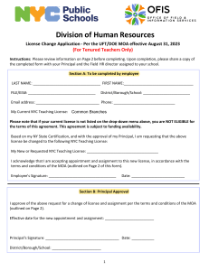 NYC DOE Teacher License Change Application - Bilingual/ENL (2023)