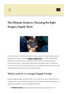 Choosing the Right Surgery Supply Store: A Guide