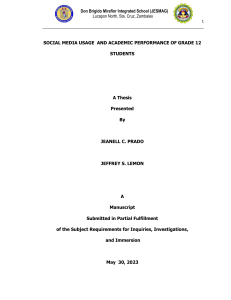 Social Media & Academic Performance: Grade 12 Thesis