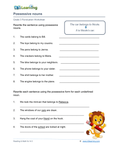 Possessive Nouns Worksheet - Grade 3 Punctuation Practice