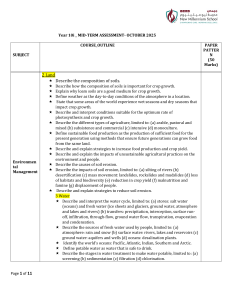 Year 10 Environmental Management Mid-Term Assessment Outline