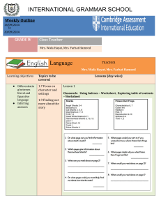 Grade IV Weekly Outline: Language, Science, Literature