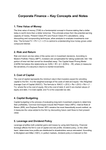 Corporate Finance Key Concepts & Formulas