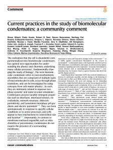 Current Practices in Biomolecular Condensates: A Community Comment