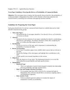 Firm-Specific Drivers of Bank Profitability: FIN:213 Term Paper Guidelines