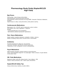 Pharmacology Study Guide: Kaplan NCLEX High-Yield Review