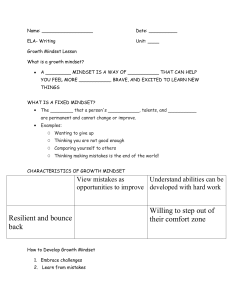 Growth Mindset Lesson Worksheet: ELA Writing Unit & The Dot Activity