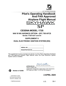 Cessna 172S EIS Supplement: Pilot's Operating Handbook & AFCS Procedures