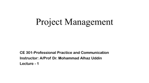 Project Management: Concepts, Constraints, and Types (CE 301 Lecture)