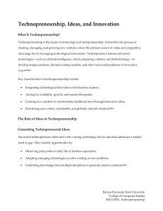 Technopreneurship: Ideas, Innovation, and Business Growth