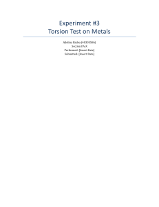 Torsion Test on Metals Lab Report: Shear Modulus of Steel, Aluminum, Brass
