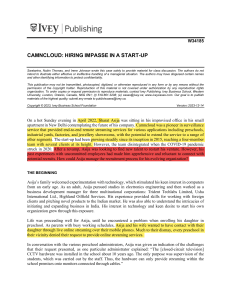 Camncloud: Hiring Impasse in a Start-up - Ivey Business Case Study