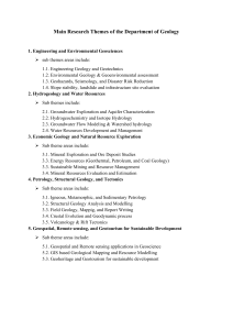 Geology Department Research Themes: Engineering, Hydrogeology, Tectonics