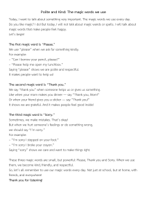Polite & Kind: The Magic Words - Please, Thank You, Sorry for Kids