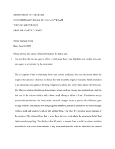 Contemporary Issues in Theology Exam - THEO 615 Winter 2025