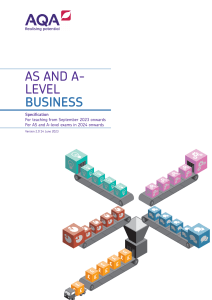 AQA AS & A-level Business Specification 2023-2024 Onwards