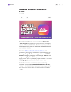 How Much Is The Ritz-Carlton Yacht Cruise+1–800–837–4460 or +1–800–406–8495. 