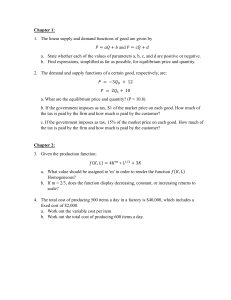 Economics Problem Set: Supply, Demand, and Finance
