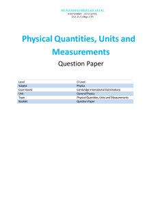 Physics: Physical Quantities & Measurements - O Level Questions
