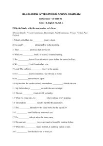 English Grammar Worksheet: Verb Forms (Present, Past, Perfect) - Grade 8