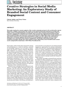 Creative Social Media Marketing Strategies & Consumer Engagement Study