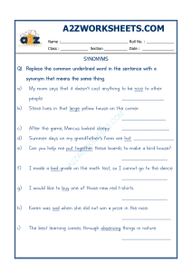 Synonyms Worksheet for Middle School | English Language Arts Practice