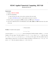 SI214C Applied Numerical Computing: Homework Set 1 - Heat Equation