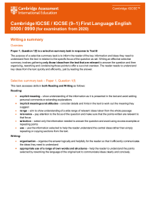 Cambridge IGCSE English: Writing a Summary Guide (0500/0990)