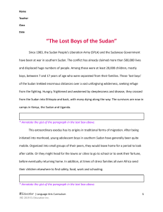 The Lost Boys of Sudan: A Grade 7 Language Arts Lesson