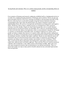 Saving Books & Literature: Culture, Psychology, and Reader Effects