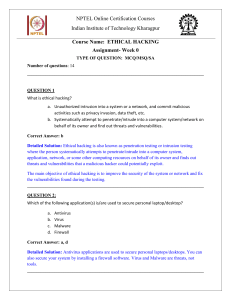 NPTEL Ethical Hacking Assignment Week 0: Cybersecurity Basics Quiz