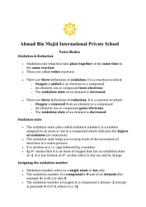 Redox Reactions: Oxidation & Reduction Notes
