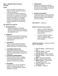Introduction to Quality Management: Concepts & History