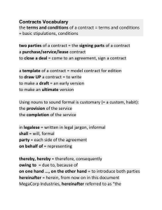 Contracts Vocabulary: Key Terms & Definitions