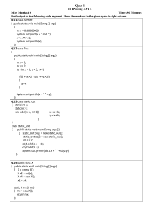 Java OOP Quiz: Output Prediction, MCQs, True/False Questions