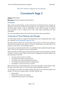 Software Engineering Foundations Coursework Stage 2: Data Processing & Statistics