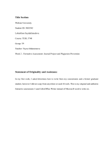 TESL Formative Assessment: Journal & Plagiarism