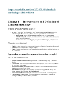 Classical Mythology Study Guide: Interpretation & Greek History