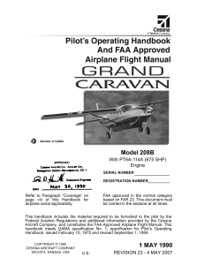 Cessna 208B Grand Caravan Pilot's Operating Handbook & Flight Manual