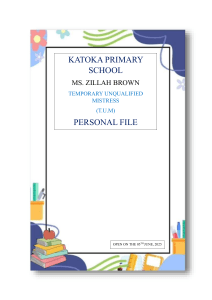 Zillah Brown's Personal File - Katoka Primary School