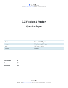 Edexcel IGCSE Physics: Fission & Fusion Question Paper (7.3)