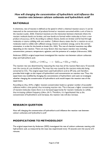 Hydrochloric Acid Concentration & Reaction Rate Experiment