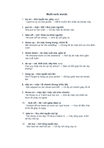 Multi-verb Words for Clothing: English Phrasal Verbs Exercise