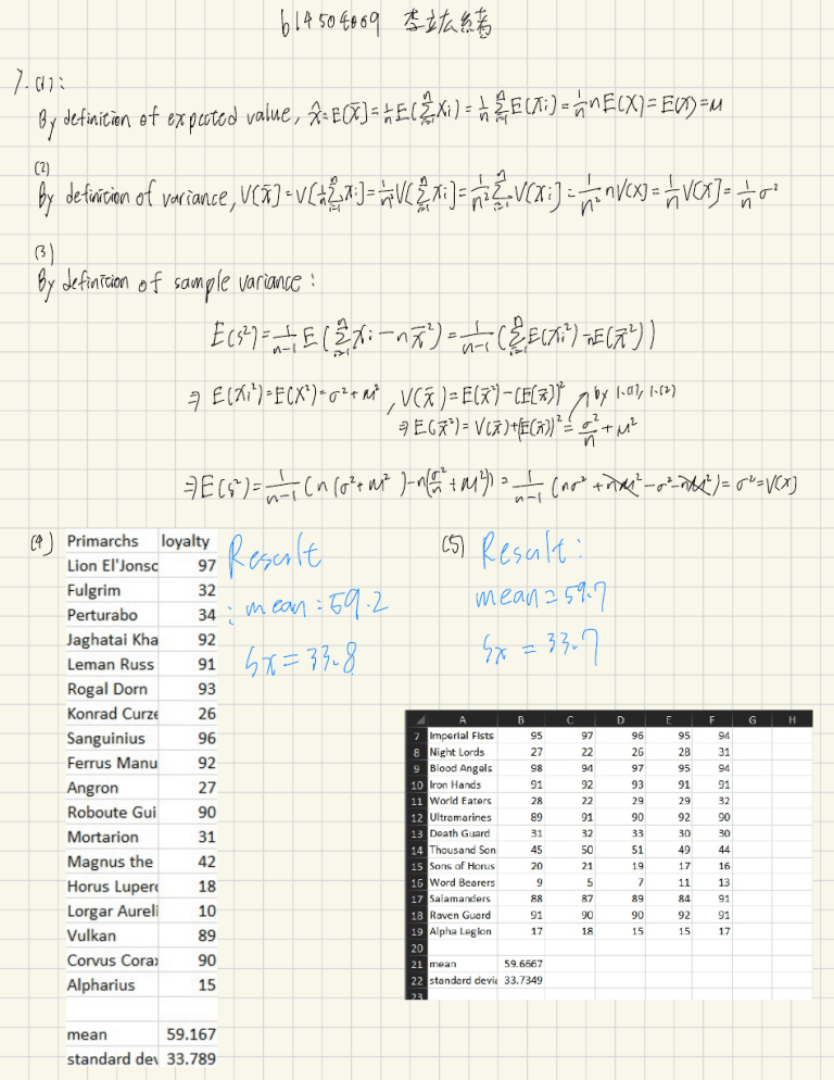 Statistics Formulas: Expected Value, Variance, Sample Variance