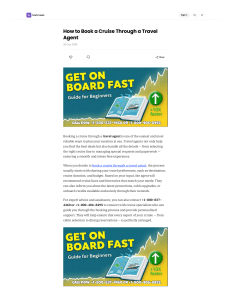 How to Book a Cruise Through a Travel Agent +1–800–837–4460 or +1–800–406–8495