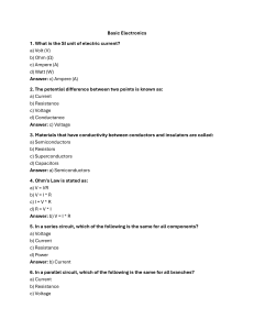 Basic Electronics Quiz: Ohm's Law, Circuits, Components & AC Concepts
