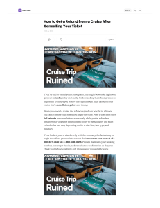 How to Get a Refund from a Cruise After Cancelling Your Ticket  +1–800–837–4460 or +1–800–406–8495