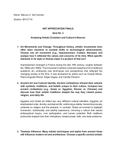 Art Appreciation Finals Quiz: Artistic Evolution & Cultural Influence