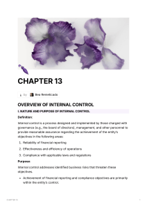 Overview of Internal Control: Nature, Purpose, and Components